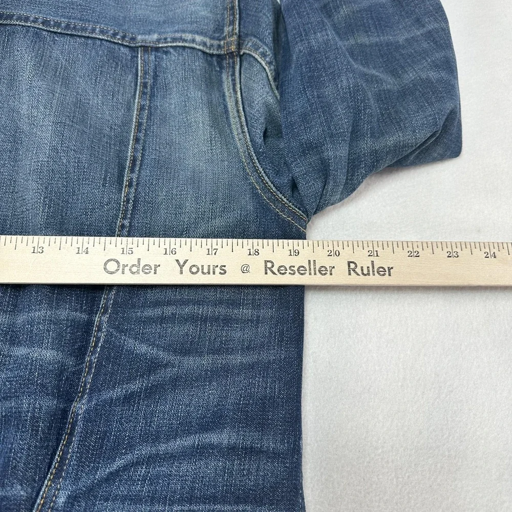 True Religion Jacket Mens Small Blue‎ Denim Kyle Phoenix Front Pleated Trucker